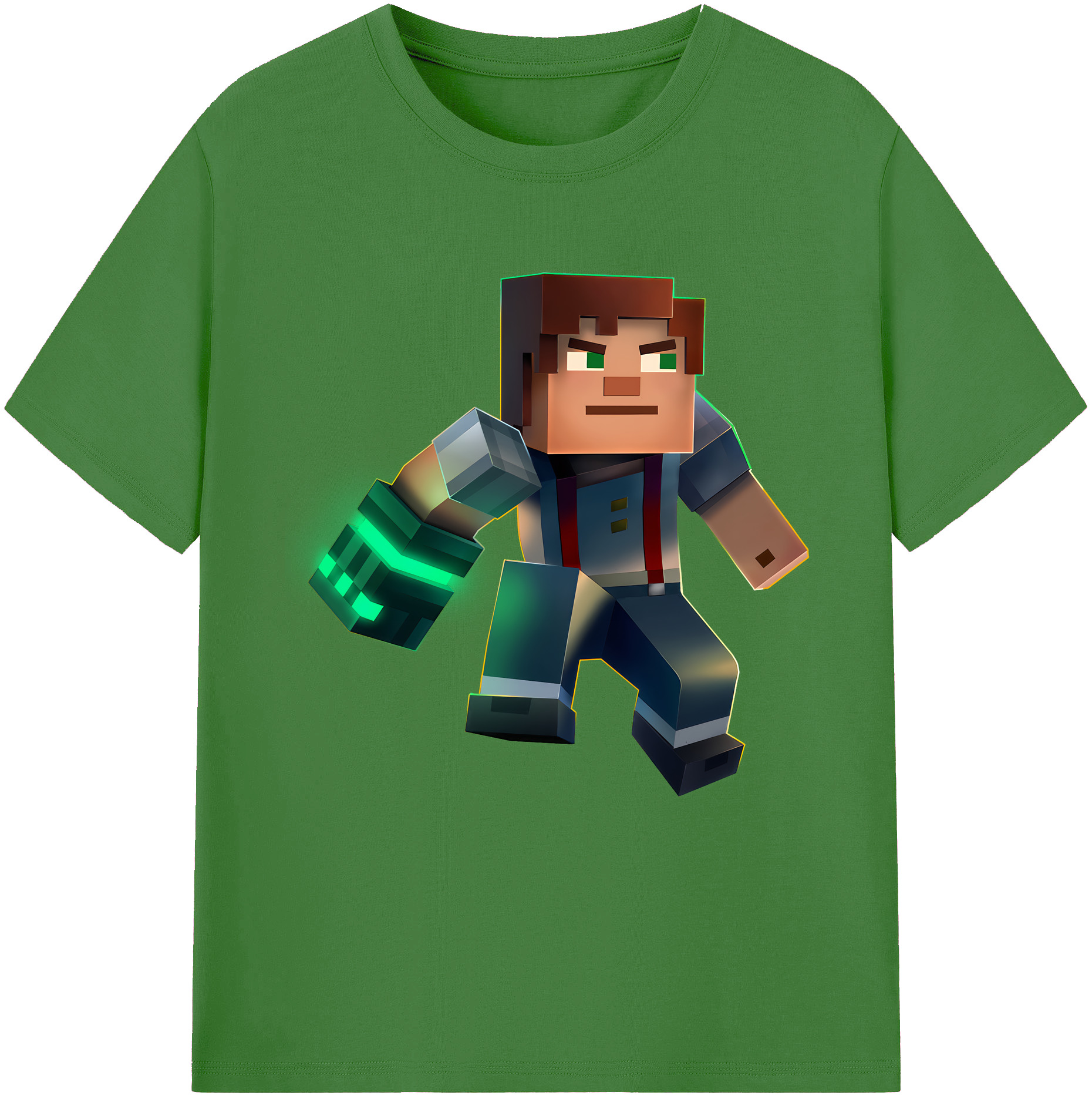 （画像用） マインクラフト ブロックの世界 Minecraft MC Block world レディースカジュアルプリントTシャツ（綿100％）